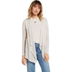 Volcom Go Go Wrap Cardigan Oatmeal Beige Textured Open Front Drape Size XL